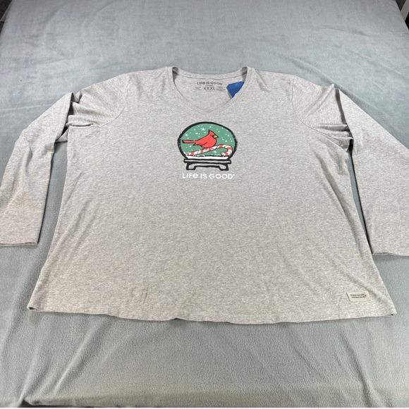Life Is Good Tops - Life is Good Womens XXXL Gray Cardinal Snow Globe Crusher Long Sleeve Tee NWT